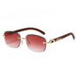 (6 PACK) Wholesale Sunglasses New Arrival Rimless Unique Square Fashion Unisex 2025 - BulkSunglassesWholesale.com - Gold Frame Gradient Red Lens