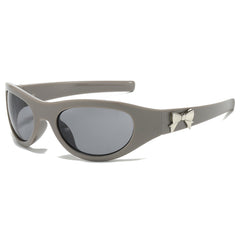 (6 PACK) Wholesale Sunglasses New Arrival Futuristic Outdoor Sport Cycling Butterfly Unisex 2024 - BulkSunglassesWholesale.com - Grey Frame Black Lens