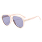 (6 PACK) Wholesale Sunglasses New Arrival Aviator Vintage Aviator Fashion 2024 - BulkSunglassesWholesale.com - Beige White Frame Purple Lens