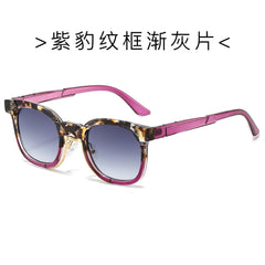 (6 PACK) Wholesale Sunglasses New Arrival Men Fashion Vintage Trendy Unique Women 2024 - BulkSunglassesWholesale.com - Purple Leopard Print Frame Gradient Black Lens