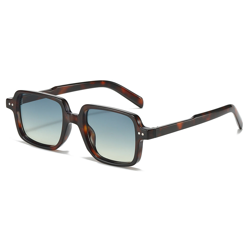 (6 PACK) Wholesale Sunglasses Women Men Vintage Square Rivet 2025 - BulkSunglassesWholesale.com - Leopard Print Frame Green Yellow Lens