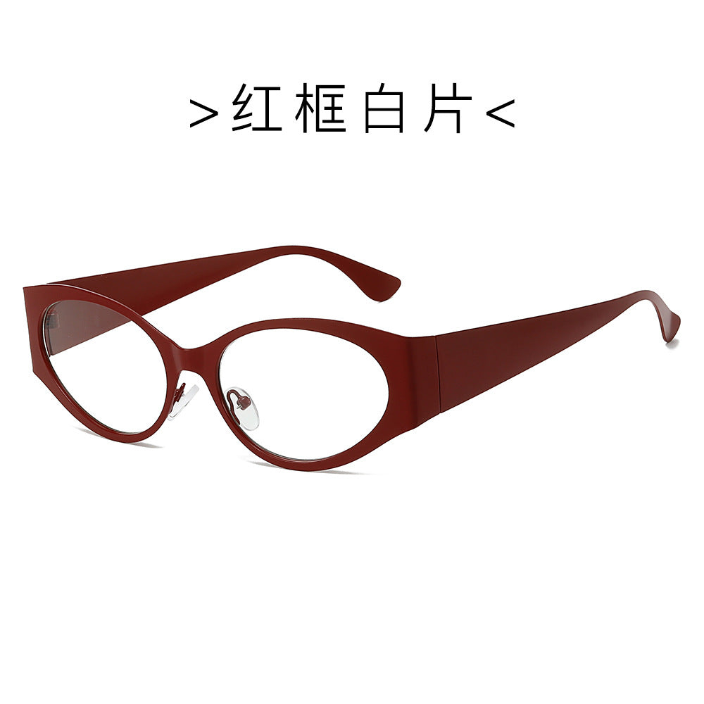 (6 PACK) Wholesale Sunglasses New Arrival Round Fashion Round Unisex 2024 - BulkSunglassesWholesale.com - Red Frame Clear Lens