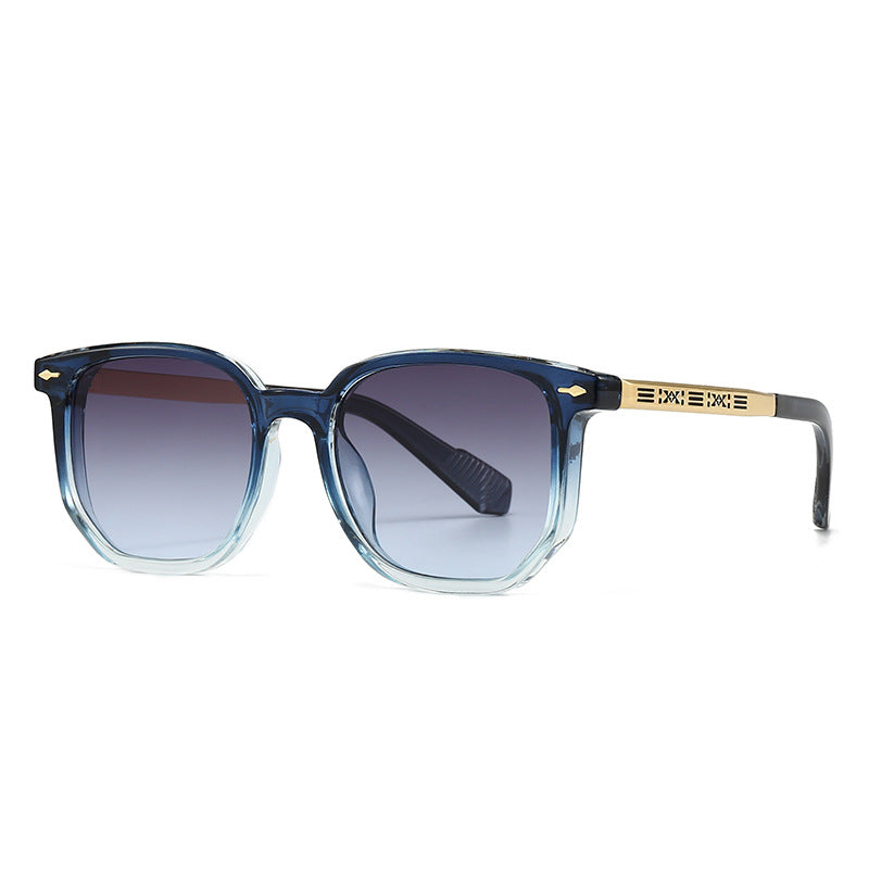 (6 PACK) Wholesale Sunglasses New Arrival Aviator Vintage Square 2024 - BulkSunglassesWholesale.com - Blue Frame Blue Lens