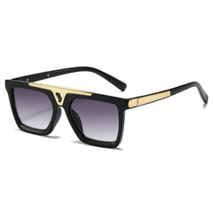 (6 PACK) Wholesale Sunglasses New Arrival Oversized Flat Top Vintage Vintage Unisex Square Aviator 2024 - BulkSunglassesWholesale.com - Black Frame Gradient Black Lens