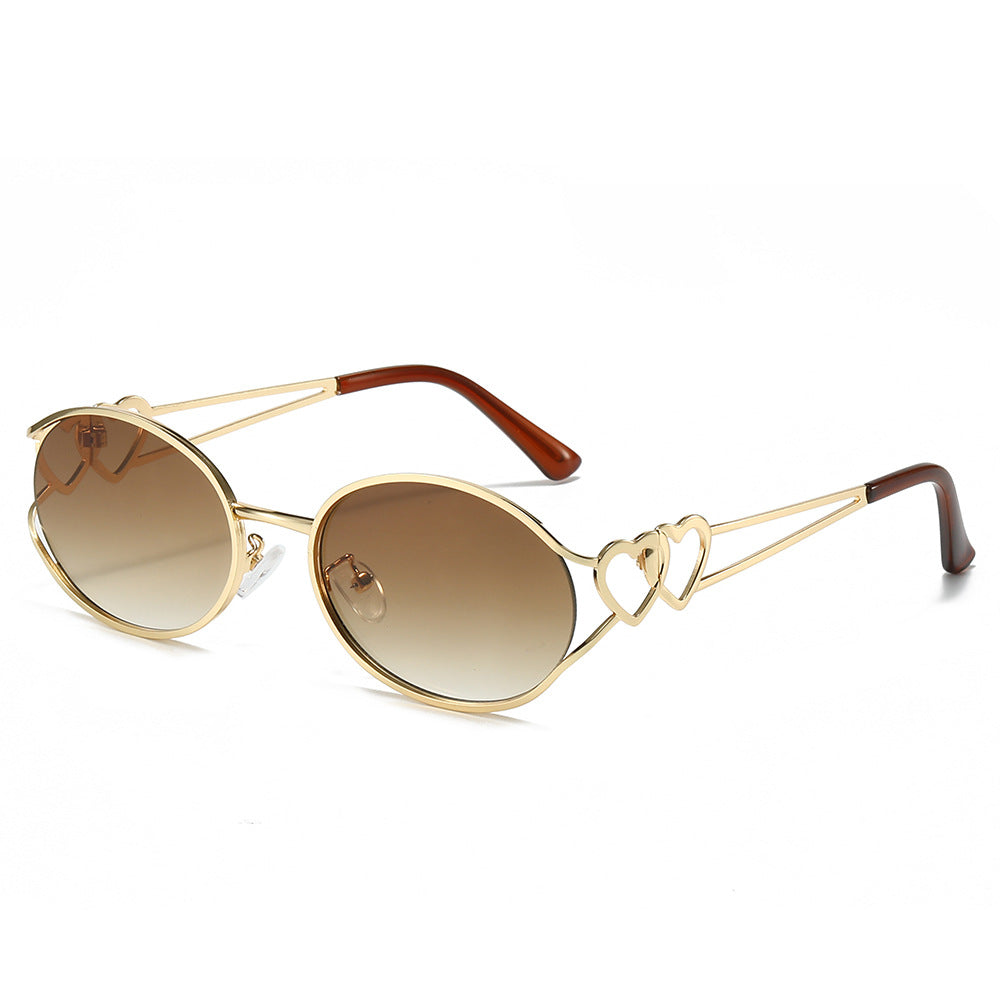 (6 PACK) Wholesale Sunglasses New Arrival One Piece Unique Vintage Women Trendy Fashion 2025 - BulkSunglassesWholesale.com - Gold Frame Gradient Tea Lens
