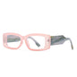 (6 PACK) Wholesale Sunglasses Vintage Trendy Women Antiblue Light 2024 - BulkSunglassesWholesale.com - Pink Frame Clear Lens