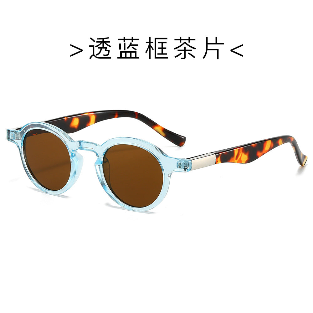 (6 PACK) Wholesale Sunglasses New Arrival Small Vintage Fashion 2024 - BulkSunglassesWholesale.com - Clear Blue Frame Tea Lens