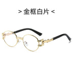 (6 PACK) Wholesale Sunglasses Square New Arrival Trendy Unique Punk Oval Fashion Women 2024 - BulkSunglassesWholesale.com - Gold Frame Transparent Lens