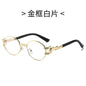 (6 PACK) Wholesale Sunglasses Square New Arrival Trendy Unique Punk Oval Fashion Women 2024 - BulkSunglassesWholesale.com - Gold Frame Transparent Lens