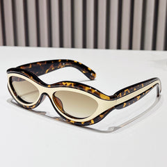 (6 PACK) Wholesale Sunglasses Unique Vintage Unisex Outdoor 2024 - BulkSunglassesWholesale.com - Leopard Print Frame Gradient Tea Lens