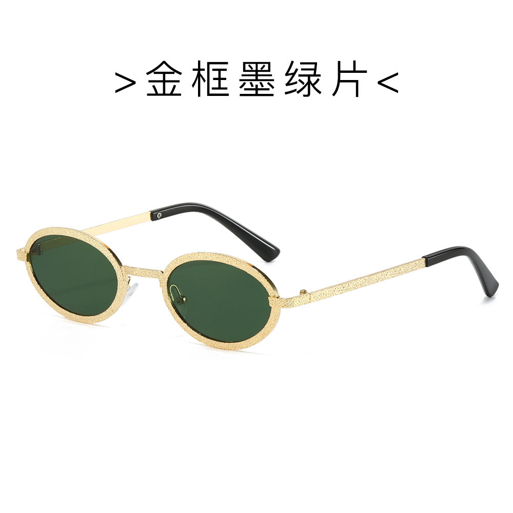 (6 PACK) Wholesale Sunglasses New Arrival Round Fashion Metal Vintage 2024 - BulkSunglassesWholesale.com - Gold Frame Green Lens