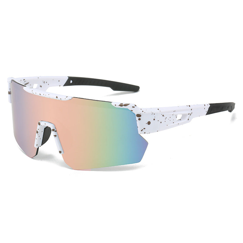 (12 PACK) Wholesale Sports Sunglasses New Arrival Outdoor Windproof Unisex Cycling Sport 2024 - BulkSunglassesWholesale.com - White Frame Pink Mirrored