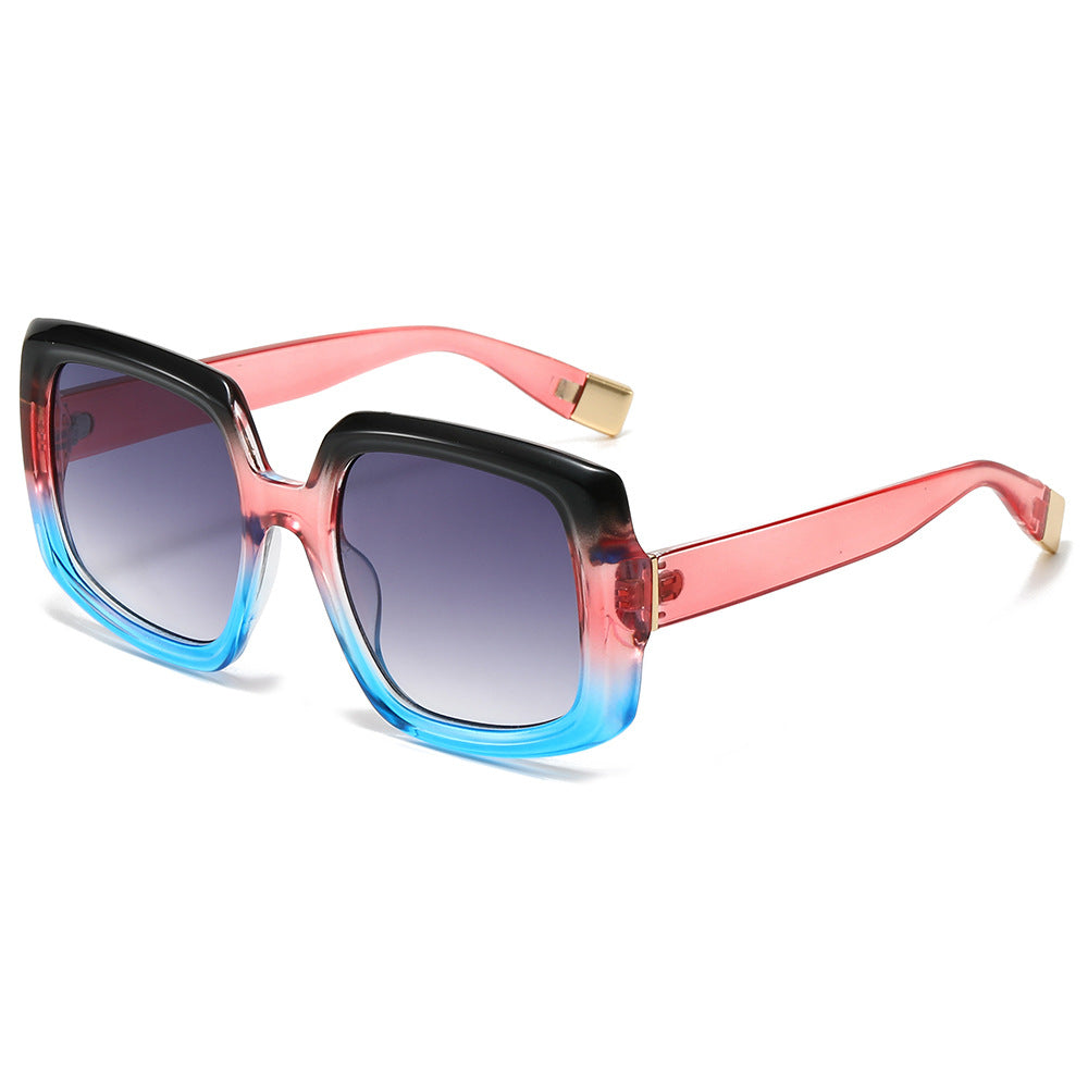 (6 PACK) Wholesale Sunglasses New Arrival Square Colorful Trendy Fashion Women 2024 - BulkSunglassesWholesale.com - Pink Blue Frame Gradient Black Lens