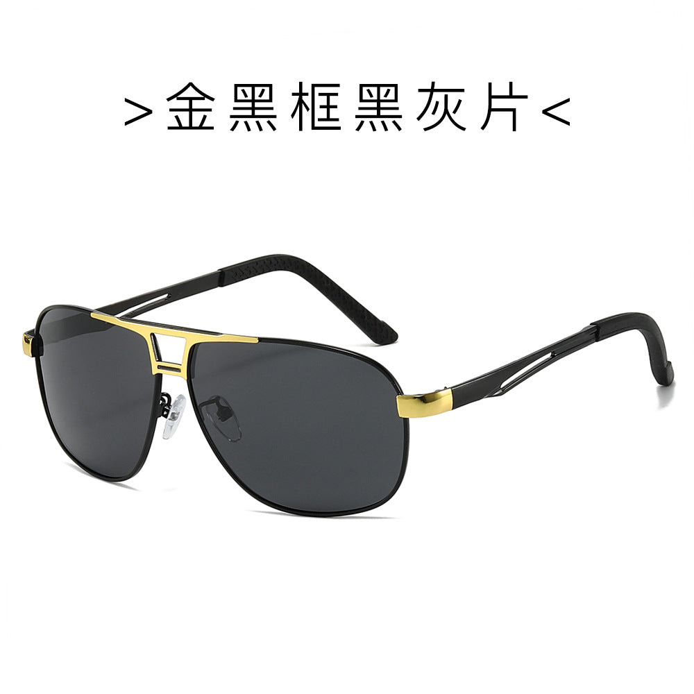 (6 PACK) Wholesale Sunglasses New Arrival Metal Polarized Men Fashion Trendy Outdoor Sport 2024 - BulkSunglassesWholesale.com - Gold Black Frame Black Black Lens