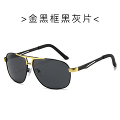 (6 PACK) Wholesale Sunglasses New Arrival Metal Polarized Men Fashion Trendy Outdoor Sport 2024 - BulkSunglassesWholesale.com - Gold Black Frame Black Black Lens