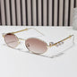(6 PACK) Wholesale Sunglasses Women Rhinestone Round 2024 - BulkSunglassesWholesale.com - Gold Frame Gradient Tea Lens