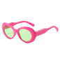(6 PACK) Wholesale Sunglasses New Arrival Oval Fashion Unique Women 2025 - BulkSunglassesWholesale.com - Red Frame Green Lens
