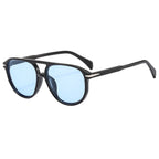 (6 PACK) Wholesale Sunglasses New Arrival Unique Unisex Aviator Trendy 2025 - BulkSunglassesWholesale.com - Shiny Black Frame Blue Lens