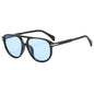 (6 PACK) Wholesale Sunglasses New Arrival Unique Unisex Aviator Trendy 2025 - BulkSunglassesWholesale.com - Shiny Black Frame Blue Lens