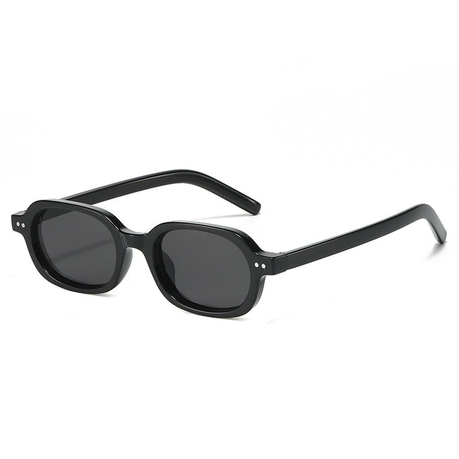 (6 PACK) Wholesale Sunglasses Small New Arrival Unisex Oval Small 2025 - BulkSunglassesWholesale.com - Black Frame Black Lens Hover Image