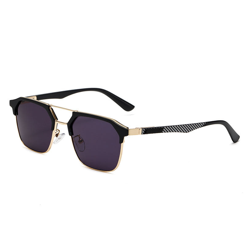 (6 PACK) Wholesale Sunglasses Metal Vintage Trendy Street 2024 - BulkSunglassesWholesale.com - Gold Frame Black Grey