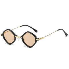 (6 PACK) Wholesale Sunglasses New Arrival Punk Hip Hop Small Unique Women 2024 - BulkSunglassesWholesale.com - Black Frame Tea Lens