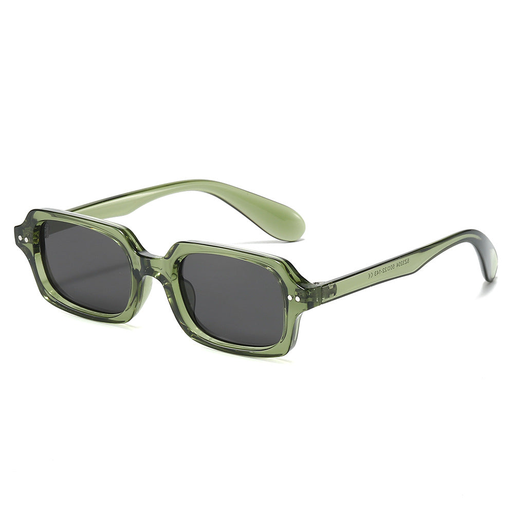 (6 PACK) Wholesale Sunglasses Rivet Fashion Trendy Street Vintage Square 2025 - BulkSunglassesWholesale.com - Green Frame Black Lens