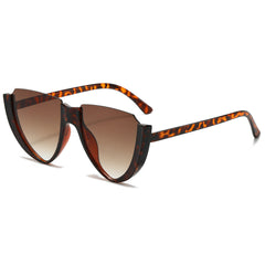 (6 PACK) Wholesale Sunglasses New Arrival Unisex Semirimless Unique Cut Edge Cat Eye Trendy 2024 - BulkSunglassesWholesale.com - Leopard Print Frame Gradient Tea Lens