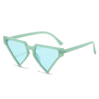 (6 PACK) Wholesale Sunglasses New Arrival Fashion Unique Hip Hop Triangle Jelly 2025 - BulkSunglassesWholesale.com - Green Frame Green Lens