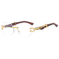(6 PACK) Wholesale Sunglasses Rimless Cut Edge Fashion Square Trendy 2024 - BulkSunglassesWholesale.com - Gold Frame Clear Lens