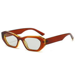 (6 PACK) Wholesale Sunglasses Fashion Unique Small Trendy Unique Hip Hop 2024 - BulkSunglassesWholesale.com - Tea Frame Black Lens