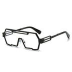 (6 PACK) Wholesale Sunglasses Unique Punk Trendy One Piece Women 2024 - BulkSunglassesWholesale.com - Black Frame Clear Lens
