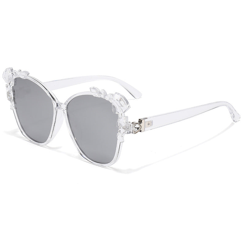 (6 PACK) Wholesale Sunglasses Unique Cat Eye Outdoor 2024 - BulkSunglassesWholesale.com - White Frame Mirrored Lens