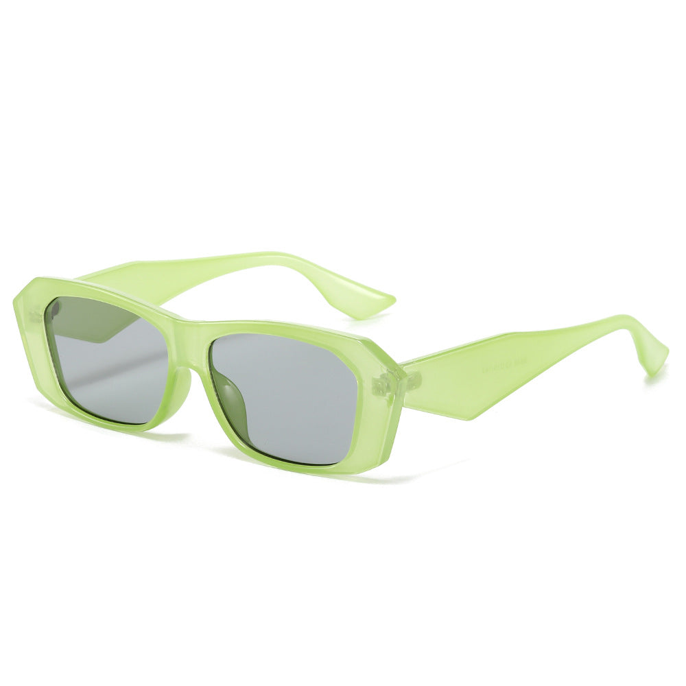(6 PACK) Wholesale Sunglasses New Arrival Polygon Unique Square Unisex 2024 - BulkSunglassesWholesale.com - Clear Green Frame Black Lens