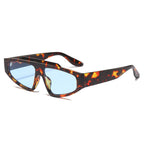 (6 PACK) Wholesale Sunglasses Small New Arrival Trendy Street Fashion 2025 - BulkSunglassesWholesale.com - Leopard Print Frame Blue Lens