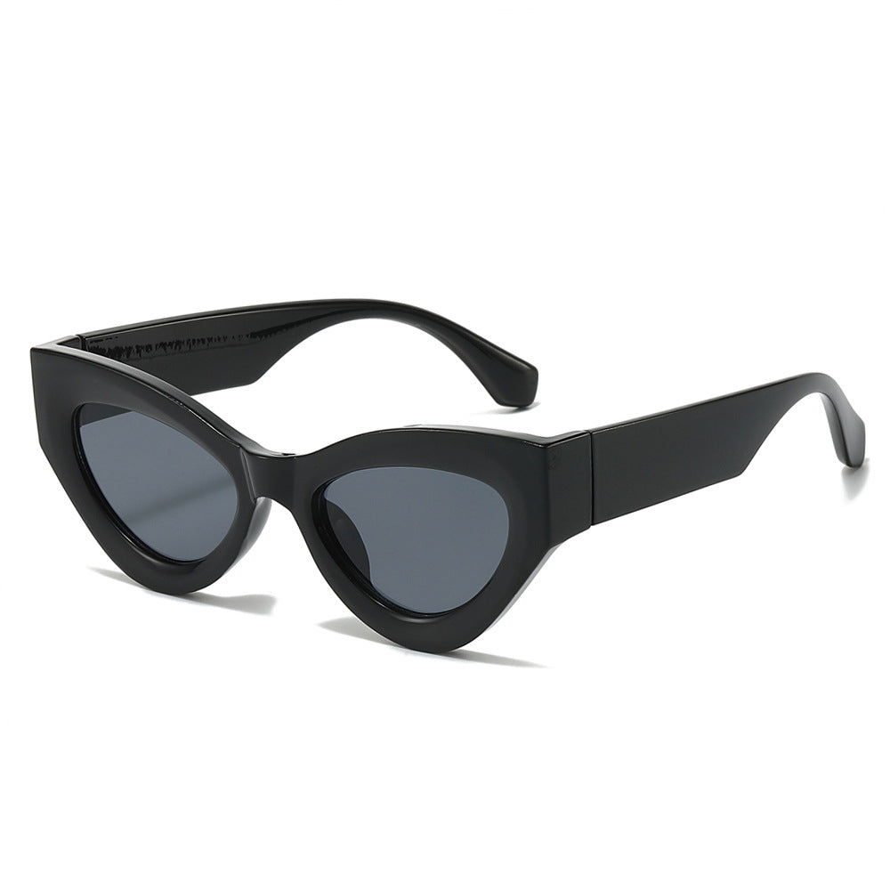 (6 PACK) Wholesale Sunglasses New Arrival Cat Eye Fashion Unique Unisex 2025 - BulkSunglassesWholesale.com - Shiny Black Frame Black Lens