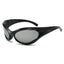 (12 PACK) Wholesale Sports Sunglasses Trendy New Arrival Cycling Fashion Vintage Sport Oversized Cat Eye 2024 - BulkSunglassesWholesale.com - Black Frame Mirrored Lens