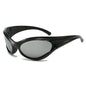 (12 PACK) Wholesale Sports Sunglasses Trendy New Arrival Cycling Fashion Vintage Sport Oversized Cat Eye 2024 - BulkSunglassesWholesale.com - Black Frame Mirrored Lens