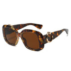 (6 PACK) Wholesale Sunglasses New Arrival Square Fashion Vintage Oversized Unique 2024 - BulkSunglassesWholesale.com - Leopard Print Frame Tea Lens