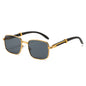 (6 PACK) Wholesale Sunglasses New Arrival Vintage Wood Grain Square Women Trendy Fashion 2024 - BulkSunglassesWholesale.com - Gold Frame Black Lens
