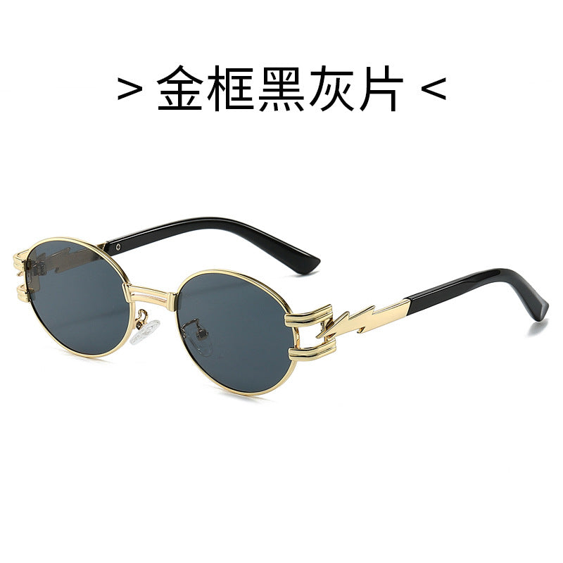 (6 PACK) Wholesale Sunglasses Square New Arrival Trendy Unique Punk Oval Fashion Women 2024 - BulkSunglassesWholesale.com - Gold Frame Black Lens
