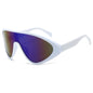 (6 PACK) Wholesale Sunglasses Aviator New Arrival Oversized One Piece Outdoor Windproof Street 2024 - BulkSunglassesWholesale.com - White Frame Blue Mirrored