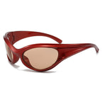 (12 PACK) Wholesale Sports Sunglasses Trendy New Arrival Cycling Fashion Vintage Sport Oversized Cat Eye 2024 - BulkSunglassesWholesale.com - Red Pink Lens