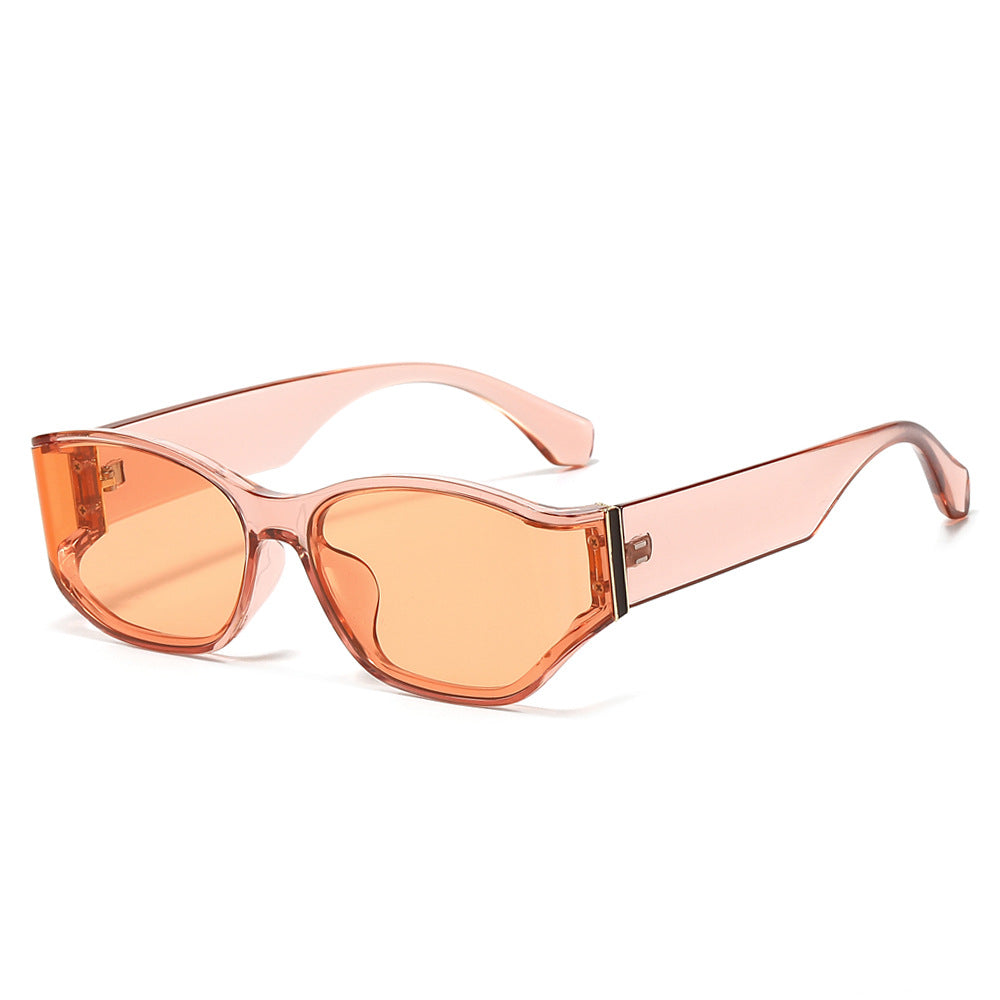 (6 PACK) Wholesale Sunglasses Square Oversized Unisex 2024 - BulkSunglassesWholesale.com - Champagne Frame Orange Lens