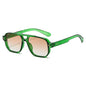 (6 PACK) Wholesale Sunglasses New Arrival Fashion Double Bridge Rivet Vintage 2024 - BulkSunglassesWholesale.com - Green Frame Gradient Pink Lens