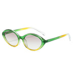 (6 PACK) Wholesale Sunglasses New Arrival Small Cat Eye Women Street Fashion Trendy Women 2024 - BulkSunglassesWholesale.com - Green Yellow Frame Gradient Black Lens