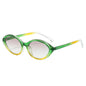 (6 PACK) Wholesale Sunglasses New Arrival Small Cat Eye Women Street Fashion Trendy Women 2024 - BulkSunglassesWholesale.com - Green Yellow Frame Gradient Black Lens
