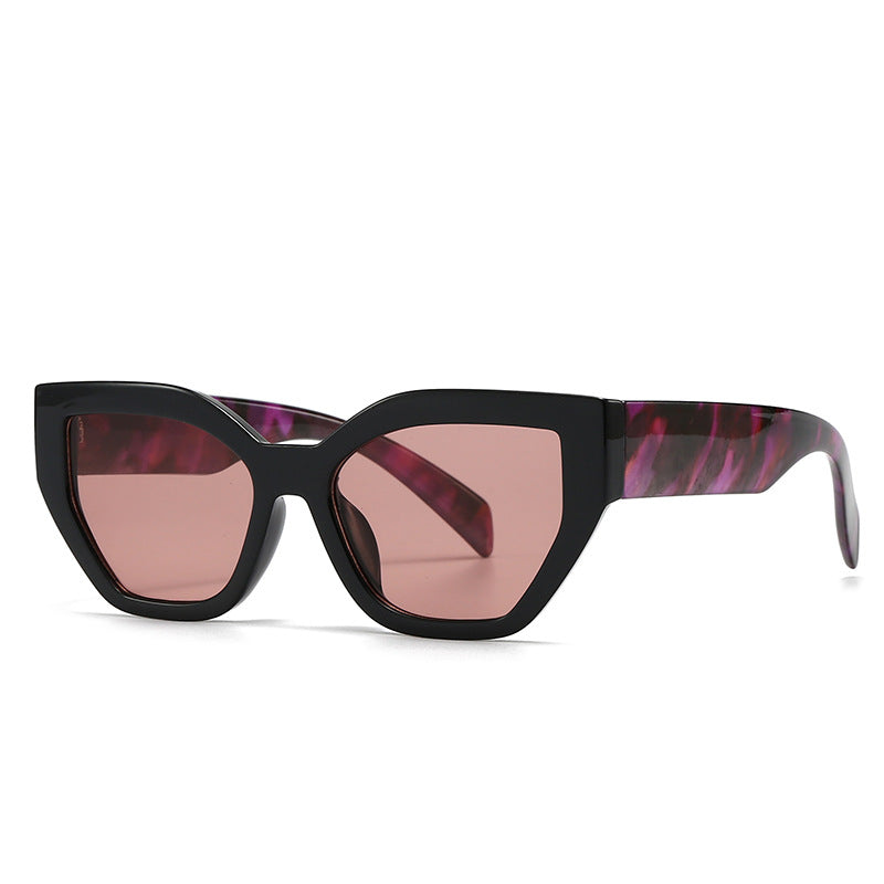 (6 PACK) Wholesale Sunglasses New Arrival Fashion Small Cat Eye Women Trendy 2024 - BulkSunglassesWholesale.com - Black Frame Pink Lens