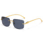 (6 PACK) Wholesale Sunglasses New Arrival Rimless Metal Cut Edge Unique Trendy Hip Hop Street 2025 - BulkSunglassesWholesale.com - Gold Frame Black Grey