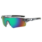(12 PACK) Wholesale Sports Sunglasses Cycling Unisex New Arrival Outdoor Sport 2024 - BulkSunglassesWholesale.com - Grey Frame Green Mirrored